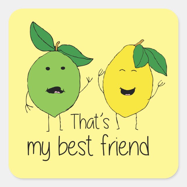 Adesivo Quadrado Limão e Limão Melhores Amigos BFF Besties de Limão (Frente)