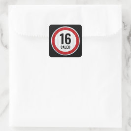 Adesivo Quadrado Limite de Velocidade de 16 Anos