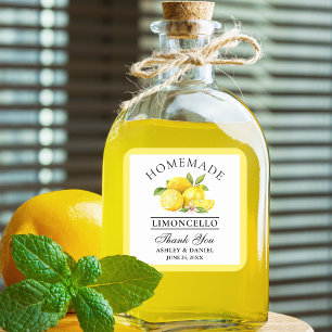 Adesivo Quadrado Limões de Aquarela Obrigados de Casamento Limonce