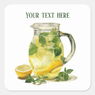 Adesivo Quadrado Limonada branca adicionar texto Negócios