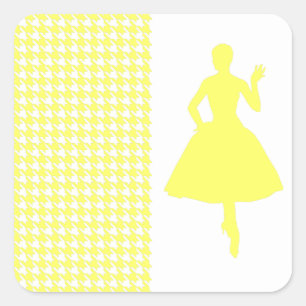Adesivo Quadrado Limonada Houndstooth moderno com silhueta da forma