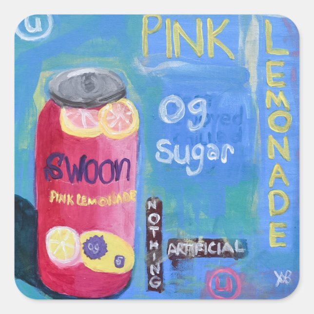Adesivo Quadrado Limonada Rosa (Frente)