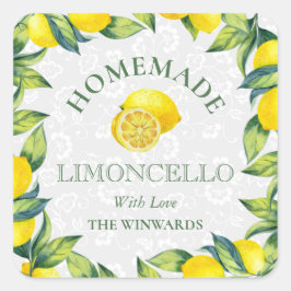 Adesivo Quadrado Limoncello caseiro de limões sicilianos aquarela