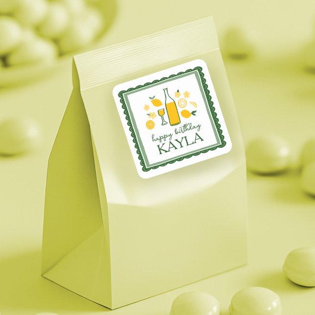 Adesivo Quadrado Limoncello Lemonade Lemon CUSTOM Aniversário (Limoncello Lemonade Lemon CUSTOM Birthday Square Sticker
)