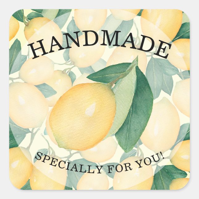 Adesivo Quadrado Limonetes aquarela rústica FEITO À MÃO (Frente)