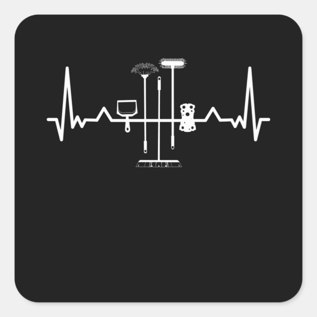 Adesivo Quadrado Limpando presentes de batimento cardíaco (Frente)