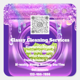 Adesivo Quadrado Limpeza Maid Agregado Agregador de Logotipo QRCode