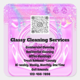 Adesivo Quadrado Limpeza Maid Agregador Unidades de Logotipo QRCode