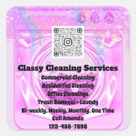 Adesivo Quadrado Limpeza Maid Agregador Unidades de Logotipo QRCode