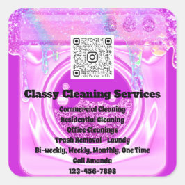 Adesivo Quadrado Limpeza Maid Agregador Unidades de logotipo QRCode