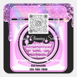 Adesivo Quadrado Limpeza Maid Logotipo QRCode para Agregados