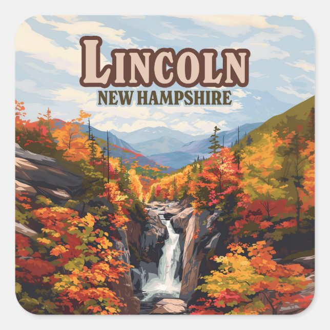 Adesivo Quadrado Lincoln New Hampshire Franconia Falls (Frente)
