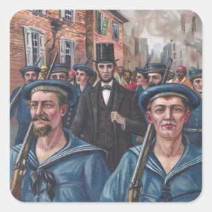 Adesivo Quadrado Lincoln que visita Richmond VA em 1865