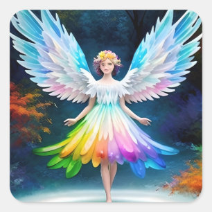 Adesivo Quadrado Linda Anjo Wings Art-35444