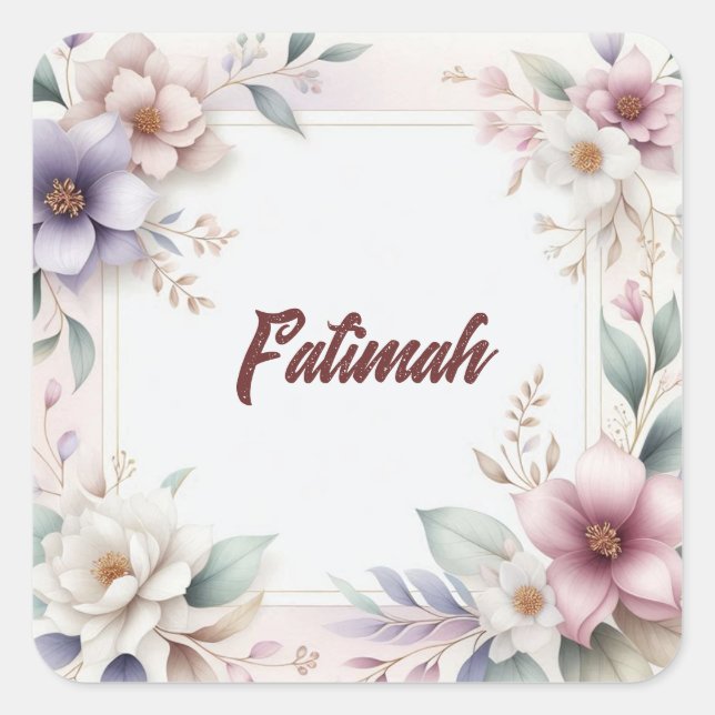 Adesivo Quadrado Linda Aquarela Nome Botânico Floral (Frente)