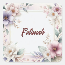 Adesivo Quadrado Linda Aquarela Nome Botânico Floral