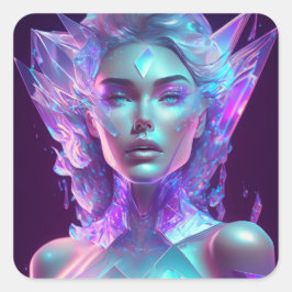 Adesivo Quadrado Linda Arte Ai Bonito Icy Glass como Mulher