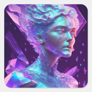 Adesivo Quadrado Linda Arte Ai Bonito Icy Glass como Mulher