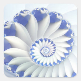 Adesivo Quadrado Linda Arte Fractal de Shell Azul e Branco