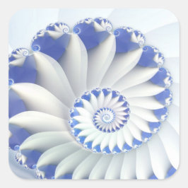 Adesivo Quadrado Linda Arte Fractal de Shell Azul e Branco