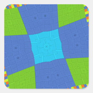 Adesivo Quadrado Linda Desenho de Arte de Cian Azul Verde Incrível