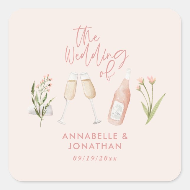 Adesivo Quadrado Linda e delicada flor silvestre moderna rosa (Frente)