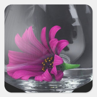Adesivo Quadrado Linda flor violeta coberta em vidro cristal