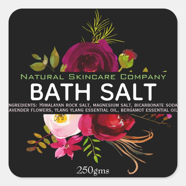 Adesivo Quadrado Linda Floral Bath Salt (Frente)