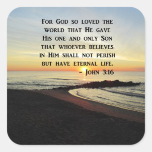 ADESIVO QUADRADO LINDA FOTO DO SOL DE SCRIPTURE JOHN 3:16