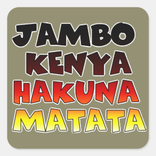 Adesivo Quadrado Linda Jambo Kenya Hakuna Matata Lovely Art