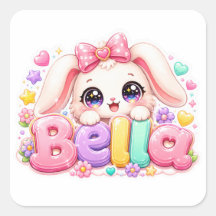 Linda Kawaii Bella Bunny Nome Pastel Rosa Floral B
