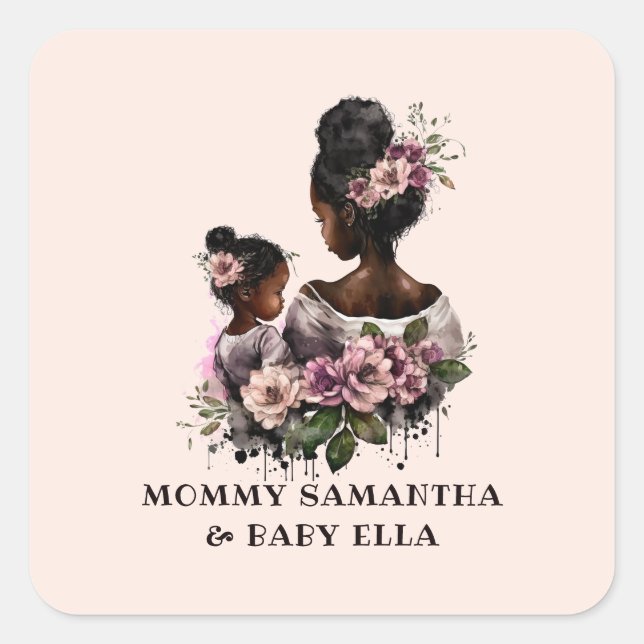 Adesivo Quadrado Linda mãe negra e filha (7) (Frente)