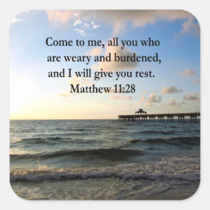 ADESIVO QUADRADO LINDA MATTHEW 11:28 SCRIPTURE VERSA