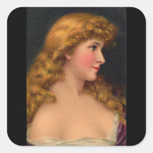 Adesivo Quadrado linda mulher com cabelo comprido