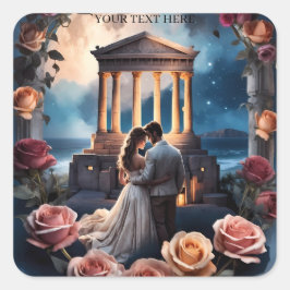 Adesivo Quadrado Linda noiva e noiva ao lado do mar