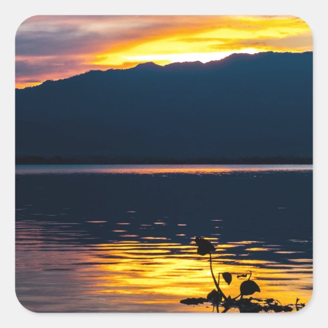 Adesivo Quadrado Linda paisagem cenística solar Arte fotográfica (Frente)