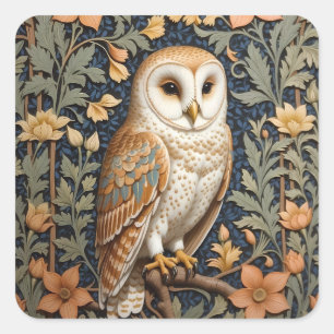 Adesivo Quadrado Linda Vintage Barn Owl William Morris Inspirou