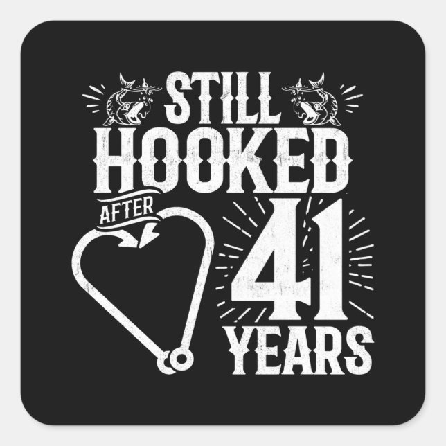 Adesivo Quadrado Lindo Aniversário de 41 anos Casais Casados por 41 (Frente)