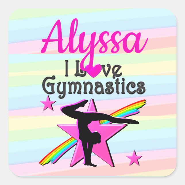 ADESIVO QUADRADO LINDO EU AMO GINÁSTICO DESIGN (Frente)