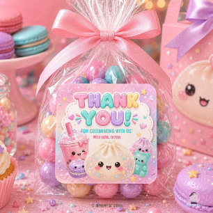 Adesivo Quadrado Lindo Glitter Dumpling Bao Squishy Festa de Aniver
