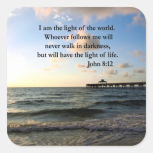 ADESIVO QUADRADO LINDO JOHN 8:12 DESIGN DE FOTOS