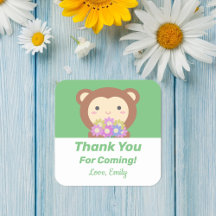Lindo Macaco de Desenho Kawaii Obrigado por Vir