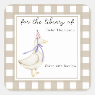 Adesivo Quadrado Lindo Pequeno Ganso Para a biblioteca de