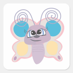 Adesivo Quadrado lindo pequeno vetor borboleta desenho animado