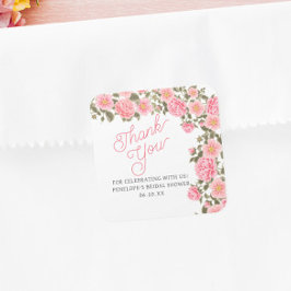 ADESIVO QUADRADO LINDO ROSA ROXAS SELVAGENS CHUVEIRO DE NOIVA OBRIG