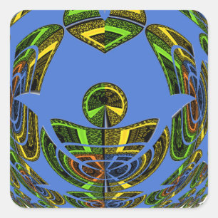 Adesivo Quadrado Lindo Vetor Étnico Tradicional Africano Azul