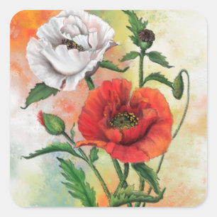 Adesivo Quadrado Lindos papagaios brancos vermelhos - Pintura pinta