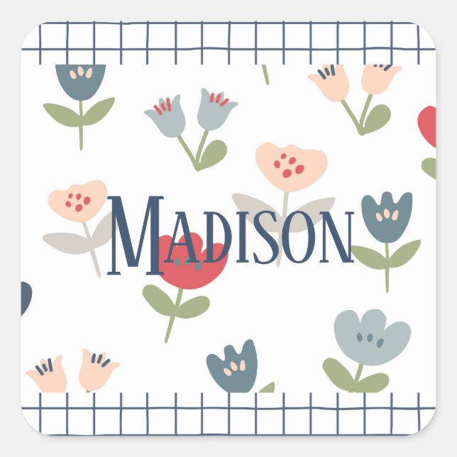 Adesivo Quadrado Lindos Tulipas Florais Fazenda Primavera Verão Bri (Frente)