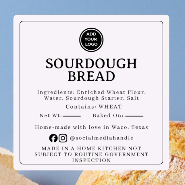 Adesivo Quadrado Linen Cream Sourdough Ingredient Cottage Sticker (Criador carregado)