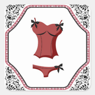 Adesivo Quadrado Lingerie vermelha Autocolantes